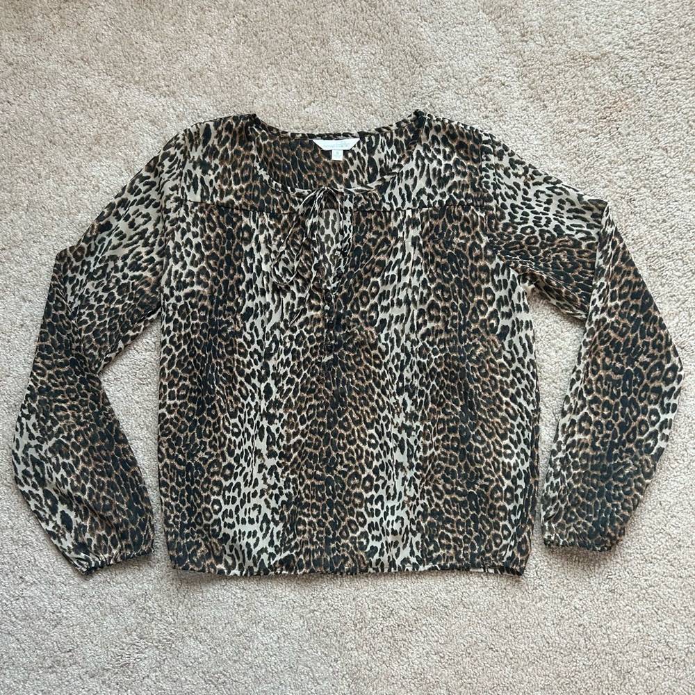Charming Charlie Sheer Long Sleeve Cheetah Top